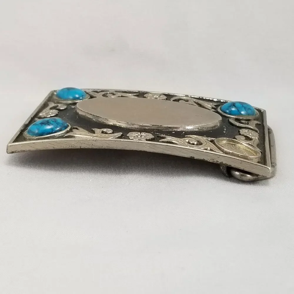 Vintage Belt Buckle Women's Western Filigree Blue‎ Turquoise Small Pieces